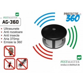 Aparat cu ultrasunete impotriva soarecilor si gandacilor cu emitere frecventa pe 360 grade - 370 mp